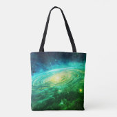 Step Out in Style With A Green Galaxy on Your Tote Bag (Achterkant)