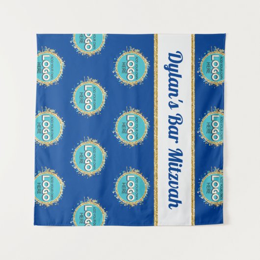 Step & Repeat Bar Mitzvah VOEG JE LOGO Toe Achterg Wandkleed (Voorkant (horizontaal))