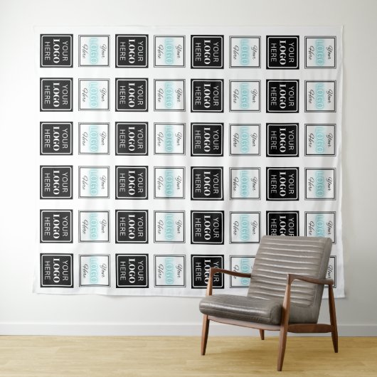 Step & Repeat Business Backdrop Two Logo Banner Wandkleed (In Situ (horizontaal))