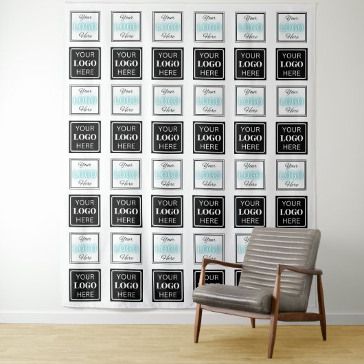  Step & Repeat Business Backdrop Two Logo Banner Wandkleed (In situ)