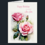Step Sister Verjaardag Rozen Painted Waterverf<br><div class="desc">Een verjaardagskaart voor je stiefzus. Deze prachtige verjaardagskaart is voorzien van delicate waterverf roze rozen, symboliseert liefde, gratie en bewondering. Het zachte bloemige ontwerp legt perfect de essentie van tijdloze liefde vast, waardoor het een oprechte manier is om haar speciale dag te vieren. Elegant versierde roze rozen, deze kaart brengt...</div>