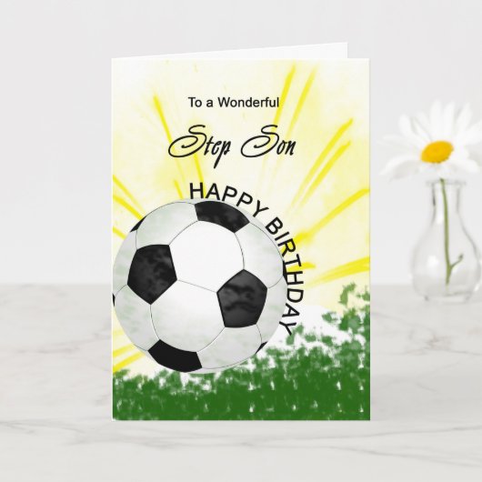 Step Son Birthday Soccer Card Kaart (Kleine Plant)