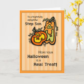 Step Son Pumpkins Halloween Kaart (Gele Bloem)
