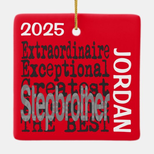 Stepbroer Extraordinaire CUSTOM Keramisch Ornament (Achterkant)