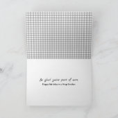 Stepbrother's Birthday Grey Gingham Kaart (Binnen)
