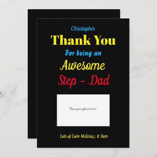 Stepdad dank u cadeau Kaart houder (Voorkant / Achterkant)