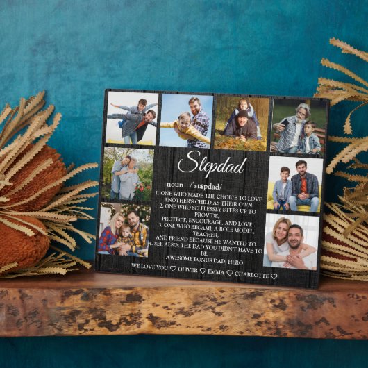 Stepdad Definition met Custom 8 Photo & Names Fotoplaat (Zijkant)