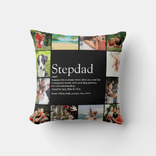 Stepdad Definition Photo Collage Modern Black Kussen