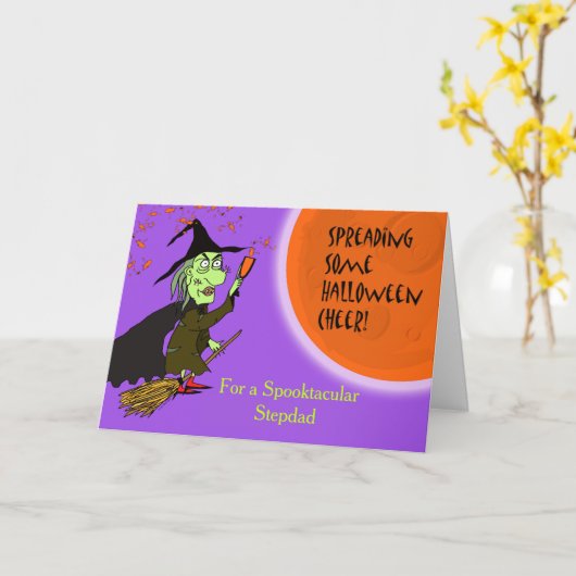 Stepdad Halloween Witch met Potion Card Kaart (Gele Bloem)
