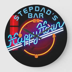 STEPDAD Mancave Bar Den Clock Neon - Customizable Grote Klok