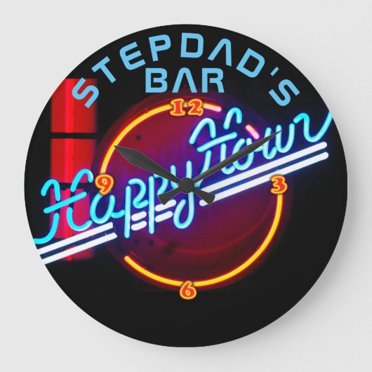 STEPDAD Mancave Bar Den Clock Neon - Customizable Grote Klok (Voorkant)