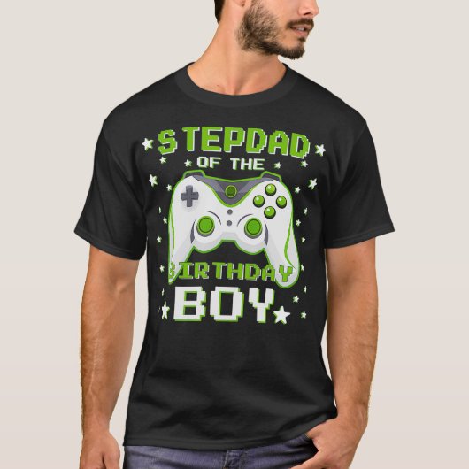 Stepdad van de Birthday Boy Gift Video Game Birthd T-shirt (Voorkant)