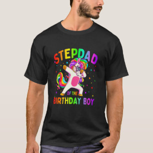 Stepdad van de Birthday Party Boy Dabbing Unicorn T-shirt