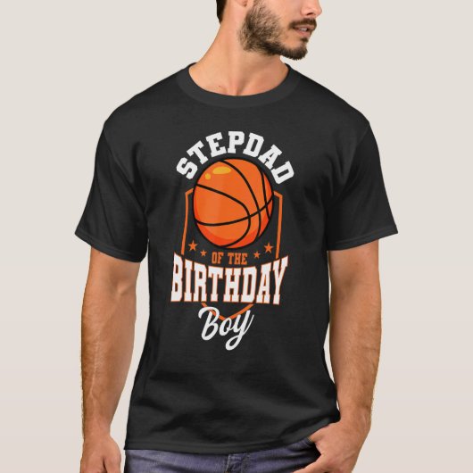 Stepdad van het Birthday Boy Basketball Theme Bday T-shirt (Voorkant)