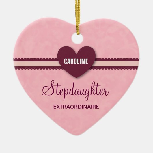 Stepdochter Extraordinaire Heart Lace V07H Keramisch Ornament (Voorkant)