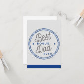 Stepfather Fathers day Cards, Grey Best Bonus Pap Kaart (Voorkant / Achterkant in situ)