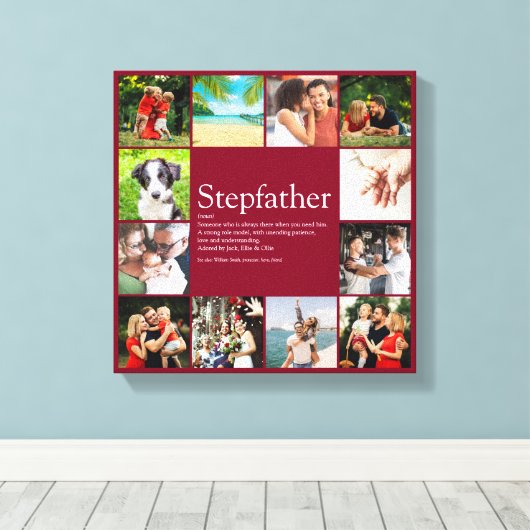 Stepfather Stepdad Definition 12 Photo Burgundy Canvas Afdruk (Insitu (Houten vloer))