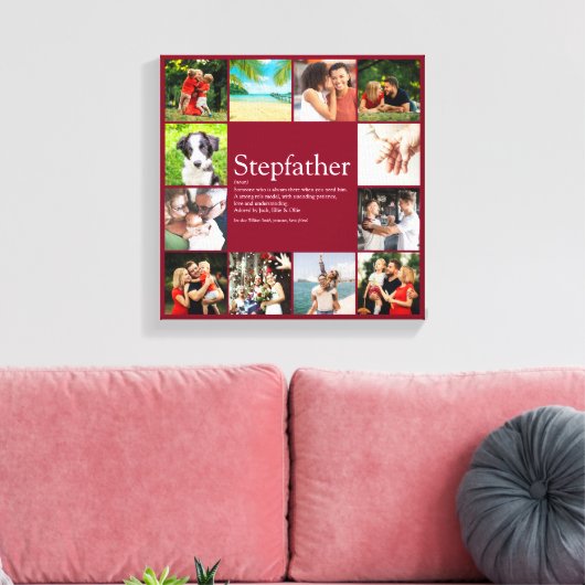 Stepfather Stepdad Definition 12 Photo Burgundy Canvas Afdruk (Insitu (Woonkamer))