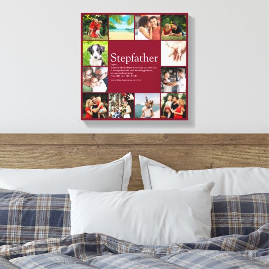 Stepfather Stepdad Definition 12 Photo Burgundy Canvas Afdruk (Insitu (Slaapkamer))