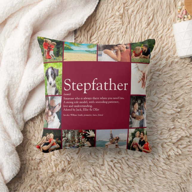 Stepfather Stepdad Definition 12 Photo Burgundy Kussen (Deken)
