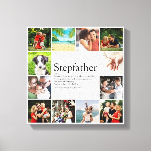 Stepfather, Stepdad Definition 12 Photo Collage Canvas Afdruk (Voorkant)