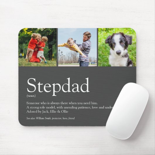 Stepfather Stepdad Definition 3 Foto van Fun Gray Muismat (Met muis)