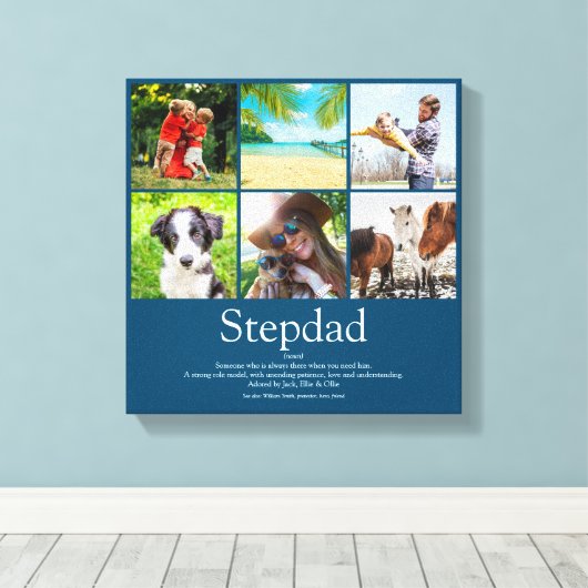 Stepfather, Stepdad Definition 6 Photo Fun Blue Canvas Afdruk (Insitu (Houten vloer))