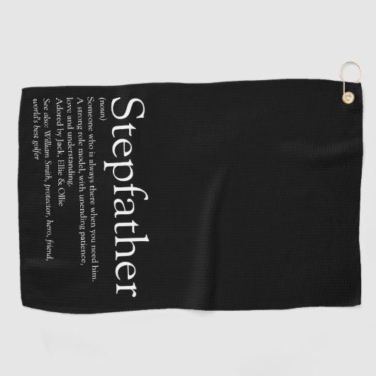 Stepfather, Stepdad Definition Black en White Golfhanddoek (Horizontaal)