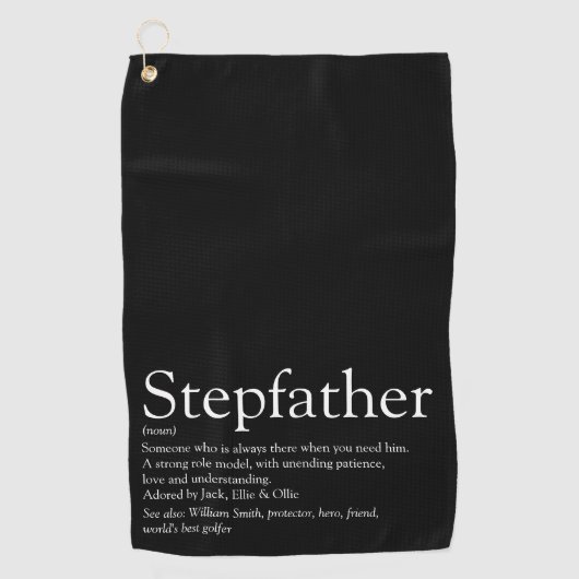 Stepfather, Stepdad Definition Black en White Golfhanddoek (Voorkant)