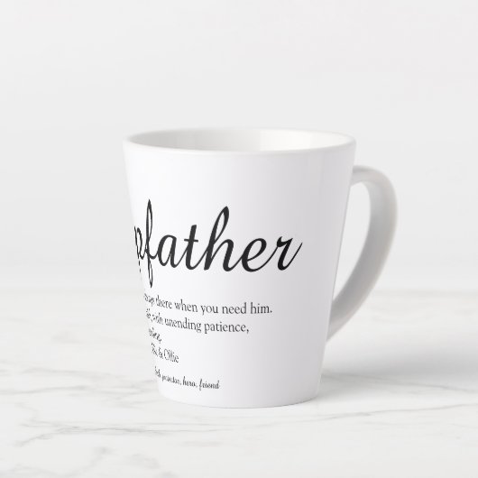 Stepfather, Stepdad Definition Chic Script Fun Latte Mok (Rechterhoek)