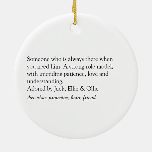 Stepfather, Stepdad Definition Elegant Script Keramisch Ornament (Achterkant)
