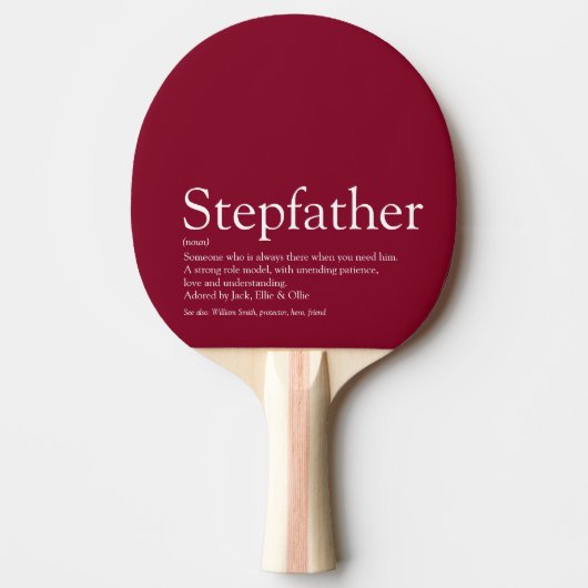 Stepfather, Stepdad Definition Fun Burgundy Tafeltennisbatje (Voorkant)