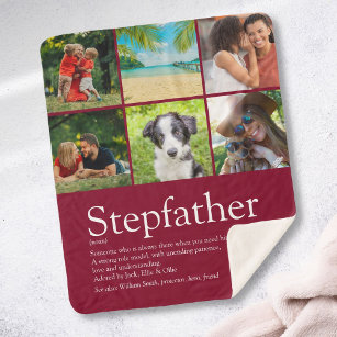 Stepfather Stepdad Fun Modern Photo Collage Sherpa Deken