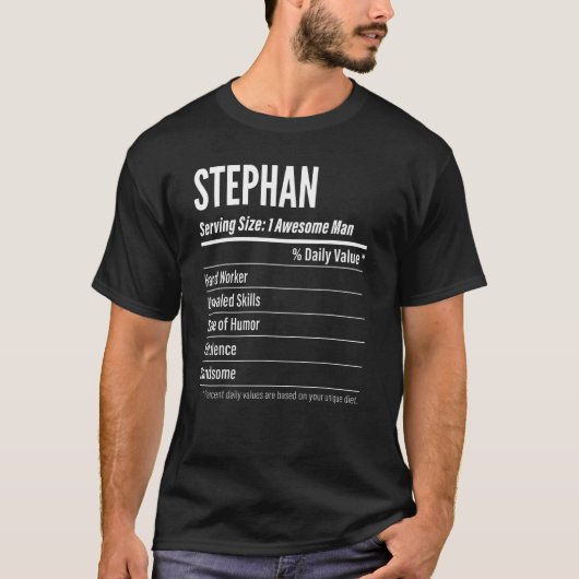 Stephan Serving Maat Voeding Label Calorieën T-shirt (Voorkant)