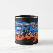 Stephan Vorname Name Graffiti blue orange Tasse Mok (Midden)