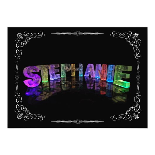 Stephanie - de Naam Stephanie in 3D Lichten (heet Foto Afdruk (Voorkant)