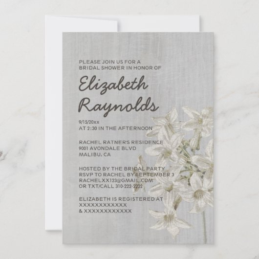 Stephanotis Bridal Shower Invitations Kaart (Voorkant)