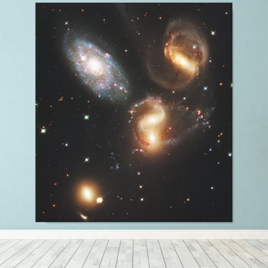 Stephan's kwintet: een galactisch wrak canvas afdruk (Insitu (Houten vloer))