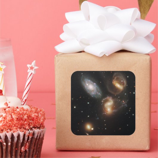 Stephan's kwintet: een galactisch wrak vierkante sticker (Feest)