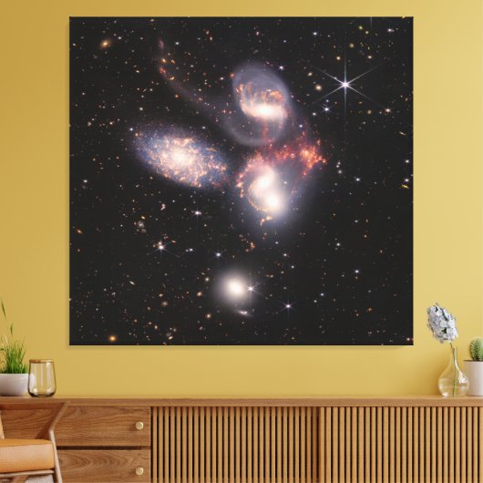 Stephan's Quintet 5 Galaxies Deep Field James Webb Canvas Afdruk (Insitu (Woonkamer))