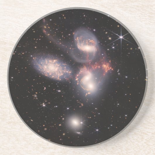 Stephan's Quintet 5 Galaxies Deep Field James Webb Zandsteen Onderzetter (Voorkant)