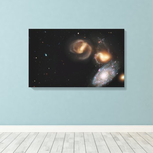 Stephan's Quintet Galaxies Canvas Afdruk (Insitu (Houten vloer))