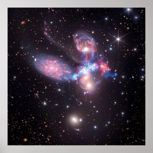 Stephan's Quintet Galaxies | Hubble & JWST Poster (Voorkant)