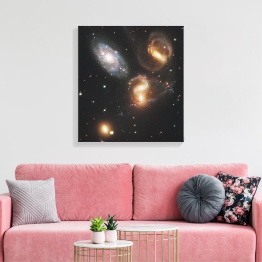 Stephan's Quintet Galaxies (Hubble Telescope) Canvas Afdruk (Insitu (Woonkamer))