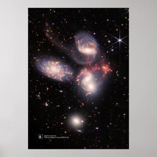 Stephan's Quintet, Hickson Compact Group 92 (JWST) Poster (Voorkant)