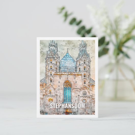 Stephansdom Vienna Oostenrijk Travel Place Waterve Briefkaart (Staand voorkant)