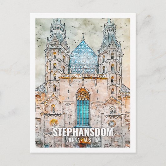 Stephansdom Vienna Oostenrijk Travel Place Waterve Briefkaart (Voorkant)