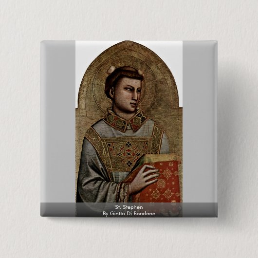 Stephen by Giotto di Bondone Vierkante Button 5,1 Cm (Voorkant)