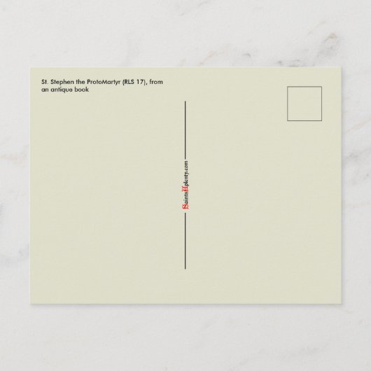 Stephen de Proto-Martyr (RLS 17) Briefkaart (Achterkant)