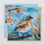 STEPHEN ~ Gelukkige verjaardag ~ Vogel in fruitboo (Voorkant / Achterkant)